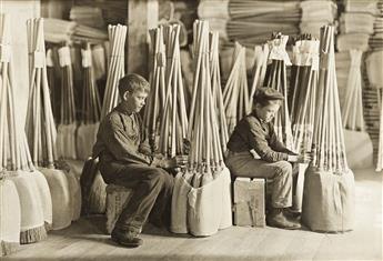 LEWIS W. HINE (1874-1940) Boys in packing room. S.W. Brown Mfg. Co., Evansville, Indiana * Minnie Paster, 10 years old, Tending stand a